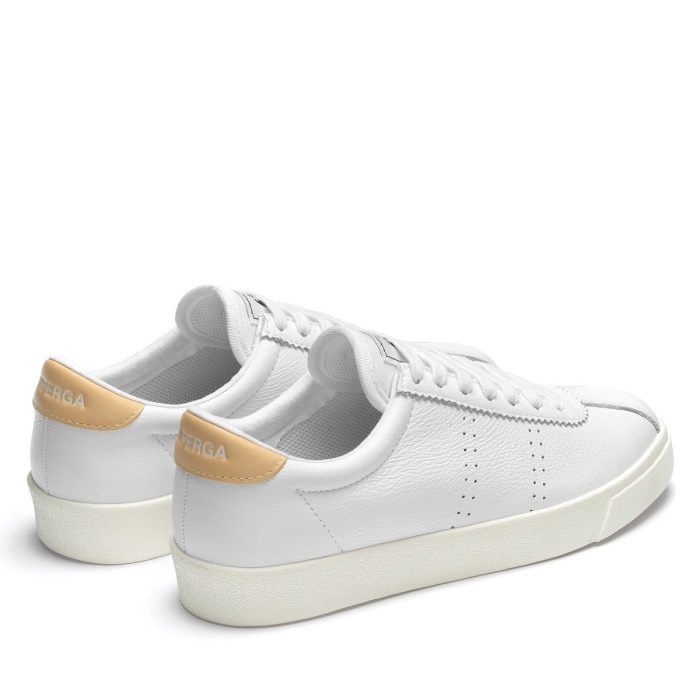 Superga 2843 Club S Comfort Leather White-Yellow Lt F Avorio