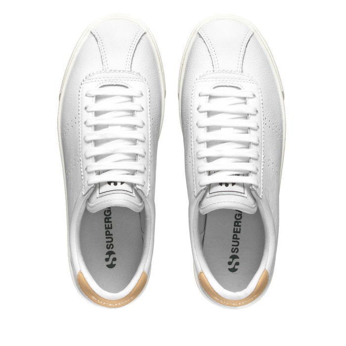 Superga 2843 Club S Comfort Leather White-Yellow Lt F Avorio