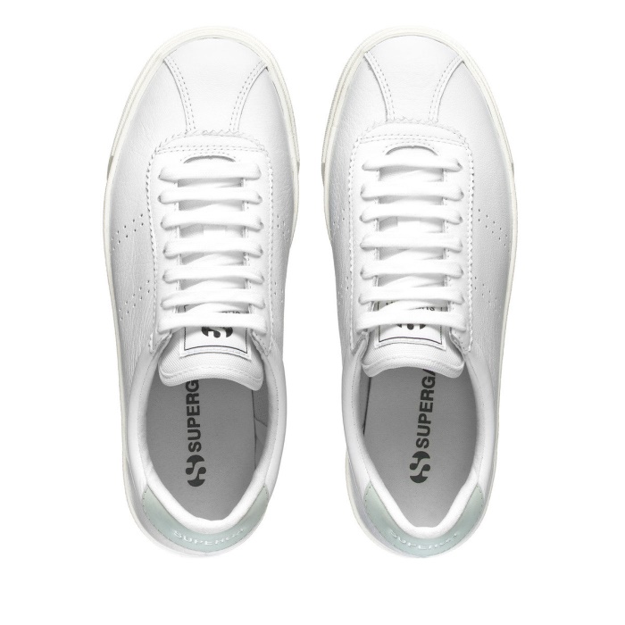 Superga 2843 Club S Comfort Leather White-Azure Ice-F Avorio