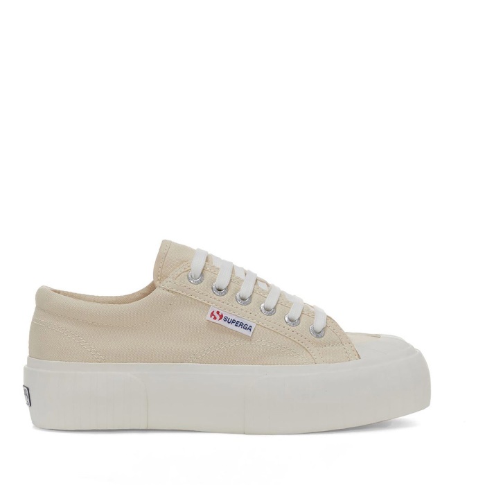 Superga 2631 Stripe Platform Beige Lt Eggshell-F Avorio