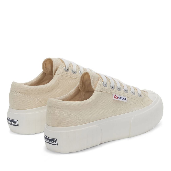 Superga 2631 Stripe Platform Beige Lt Eggshell-F Avorio