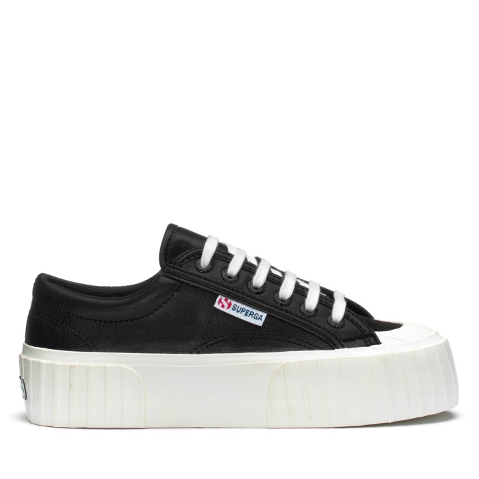 Superga 2631 Stripe Platform Vegan Black-White Avorio