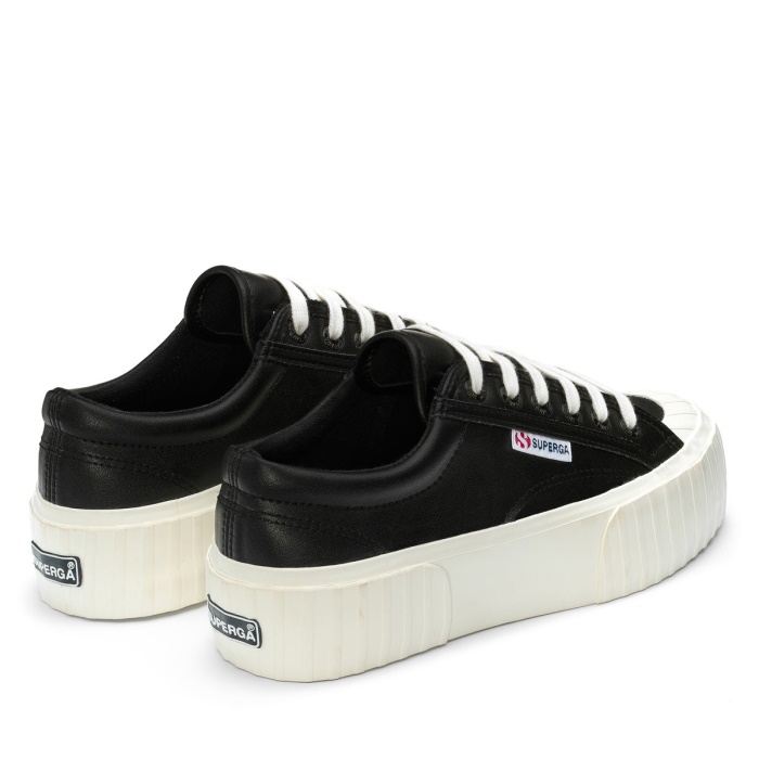 Superga 2631 Stripe Platform Vegan Black-White Avorio
