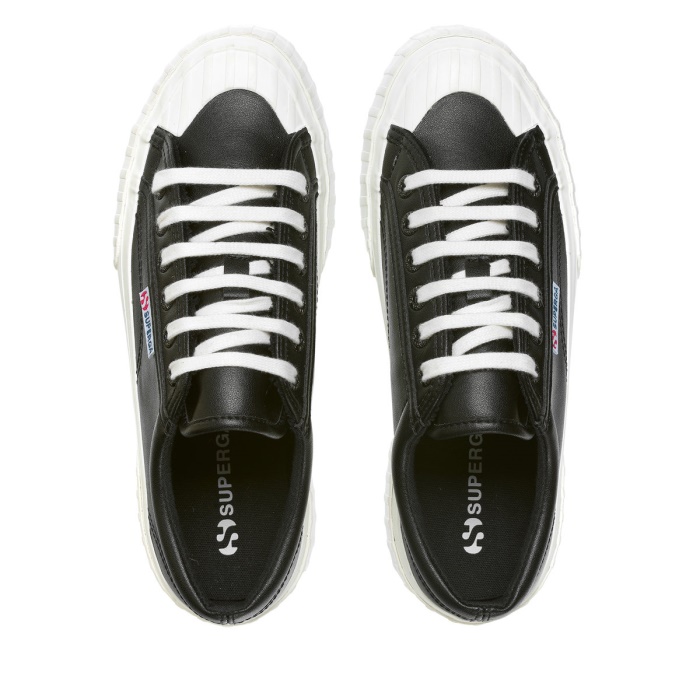 Superga 2631 Stripe Platform Vegan Black-White Avorio