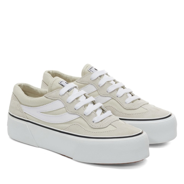Superga 3041 Revolley Colourblock Platform White Milk-White