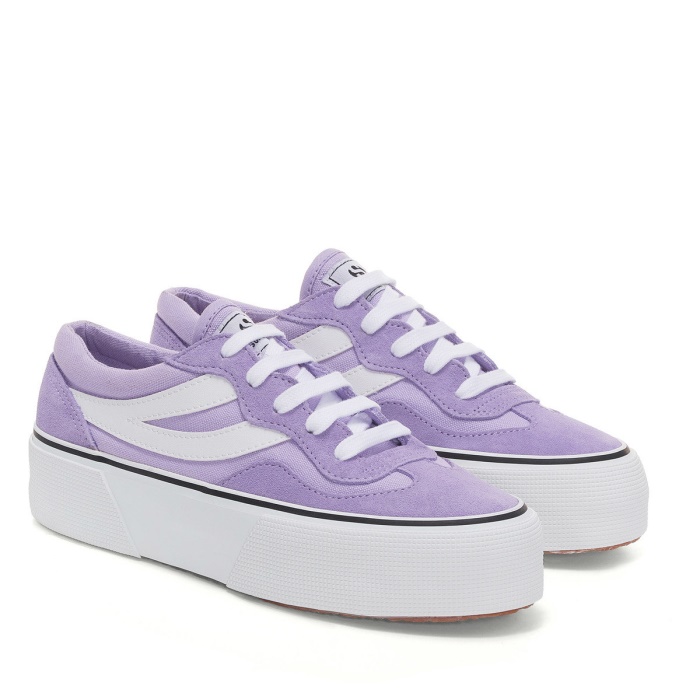 Superga 3041 Revolley Colourblock Platform Violet Lilla-White