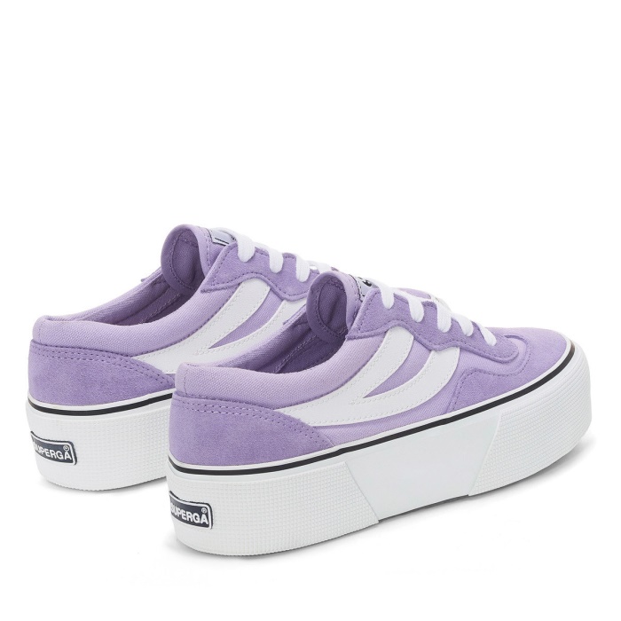 Superga 3041 Revolley Colourblock Platform Violet Lilla-White