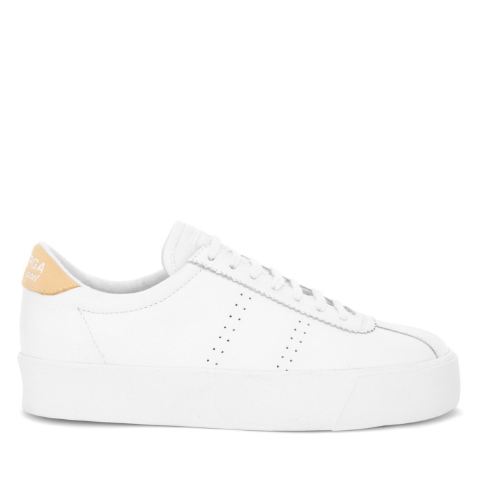 Superga 2854 Club 3 Comfort Leather White-Beige Gome-White Avorio