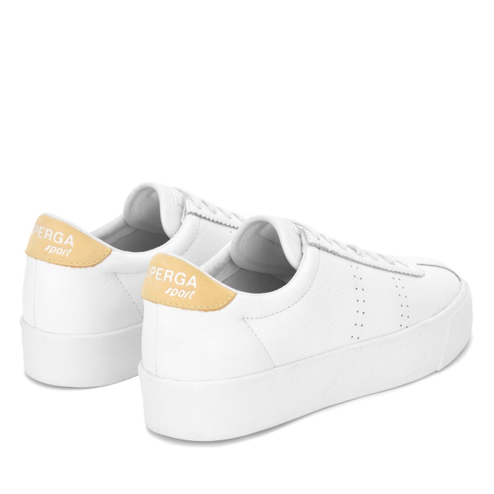 Superga 2854 Club 3 Comfort Leather White-Beige Gome-White Avorio