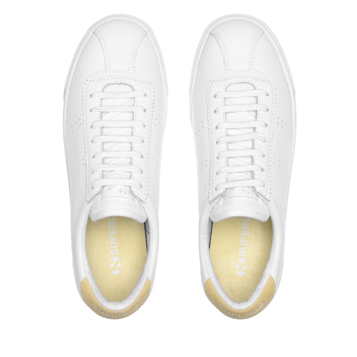 Superga 2854 Club 3 Comfort Leather White-Beige Gome-White Avorio