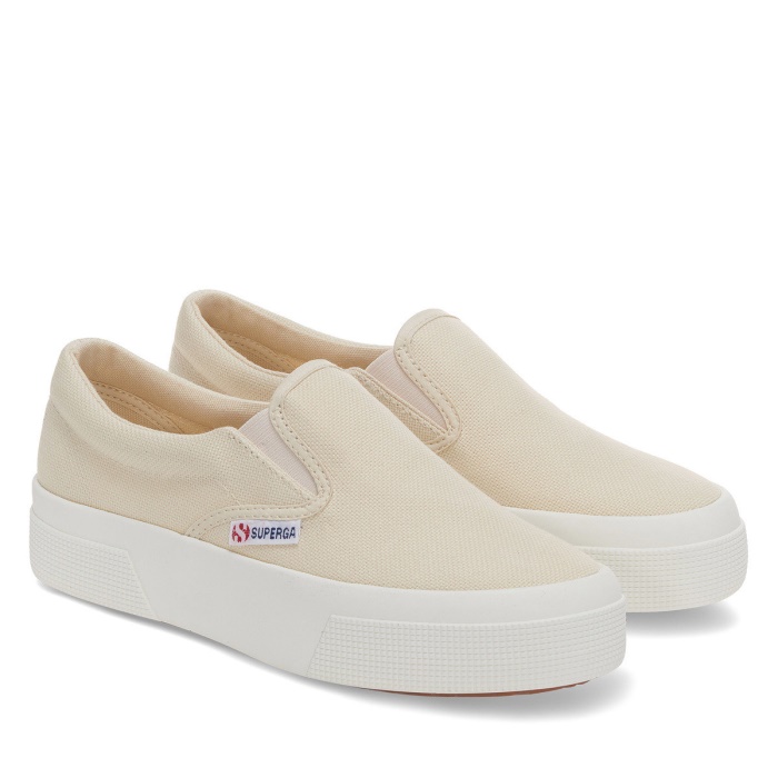 Superga 2740 Platform Slip On Beige Lt Eggshell-F Avorio