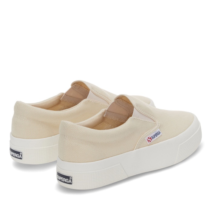 Superga 2740 Platform Slip On Beige Lt Eggshell-F Avorio