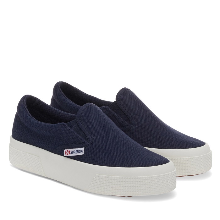 Superga 2740 Platform Slip On Navy-F Avorio