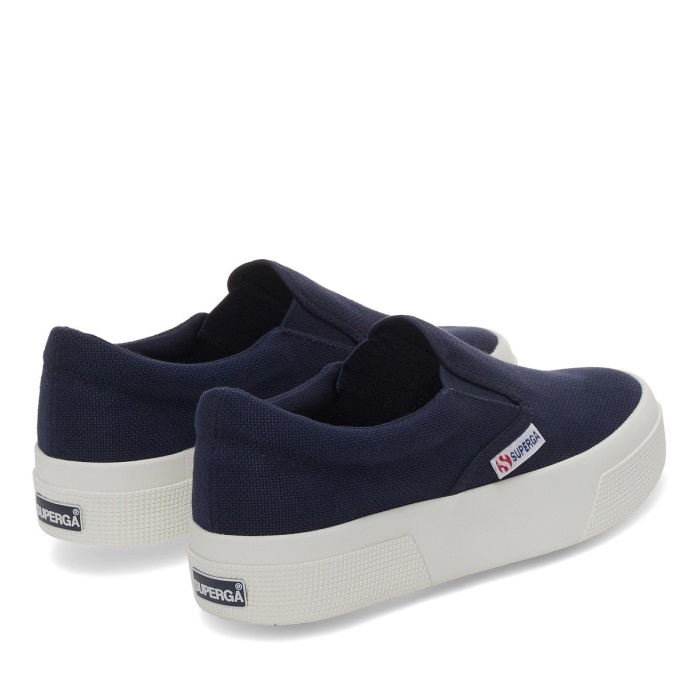 Superga 2740 Platform Slip On Navy-F Avorio