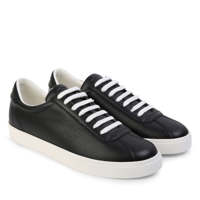 Superga 2843 Club S Vegan Leather Black-White Avorio