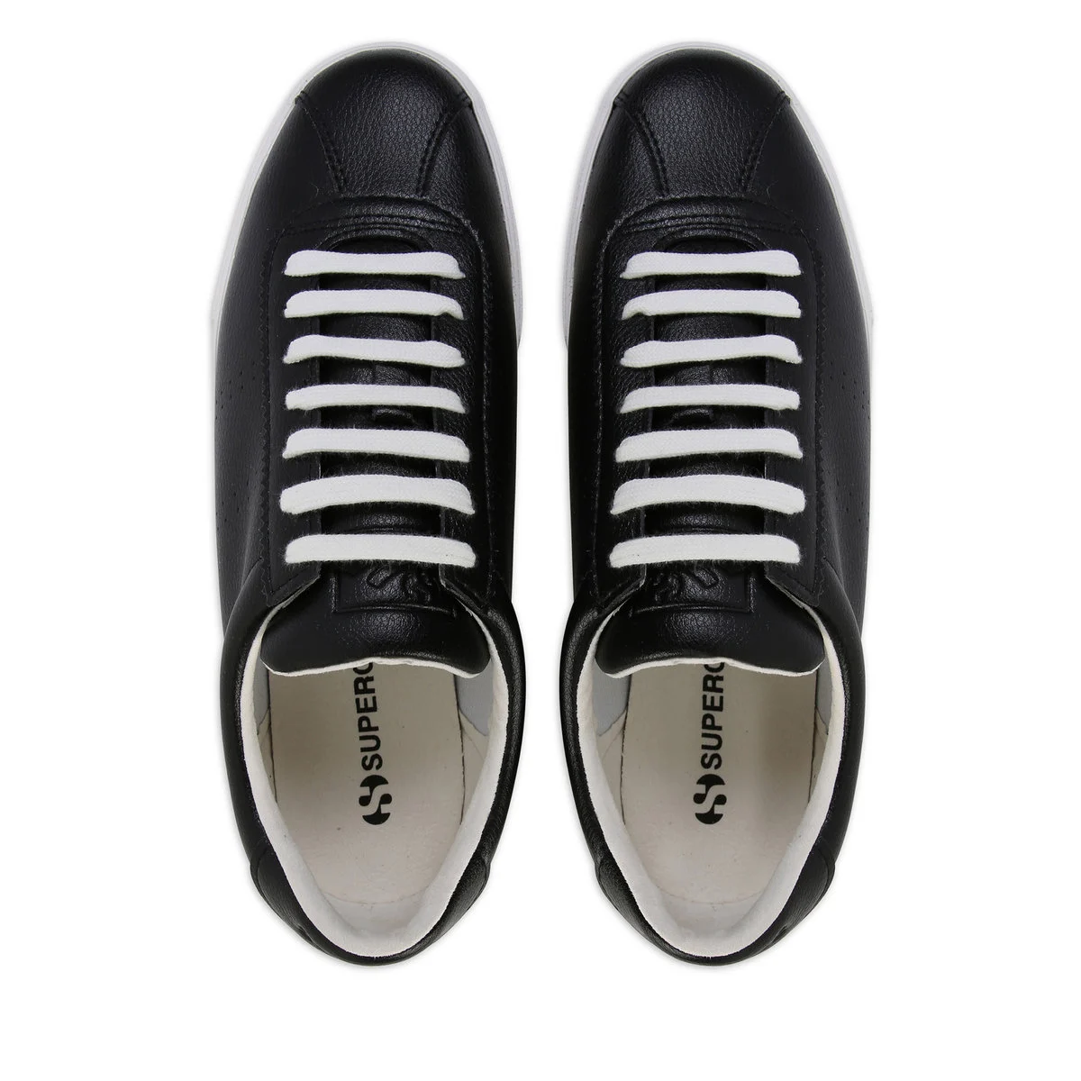 Superga 2843 Club S Vegan Leather Black-White Avorio