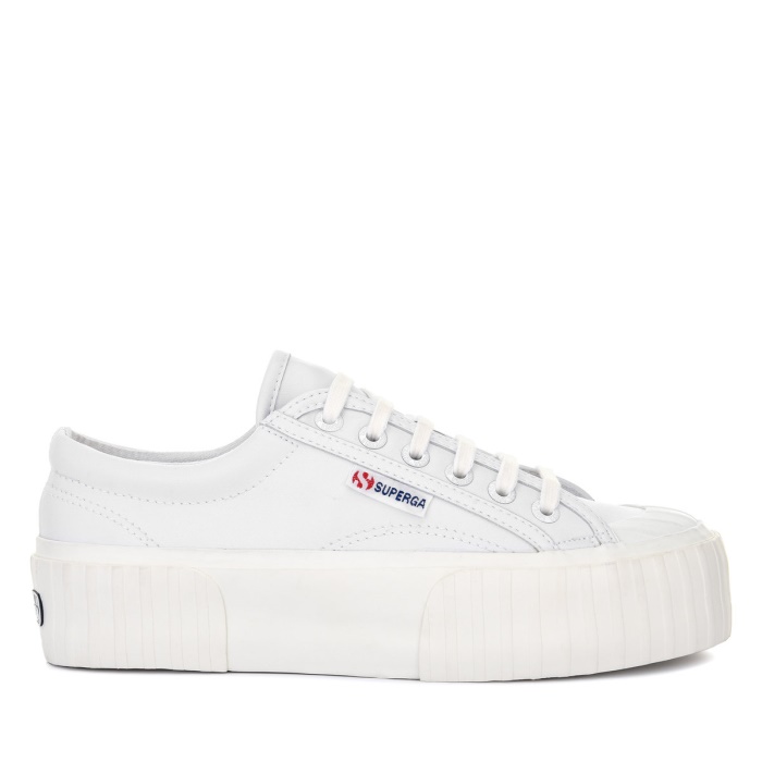 Superga 2631 Stripe Platform Vegan White-White Avorio