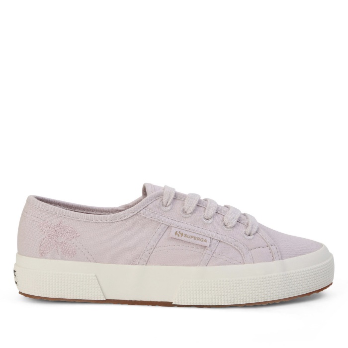 Superga 2750 Natural Dye Embroidery Pink Magenta Leaves