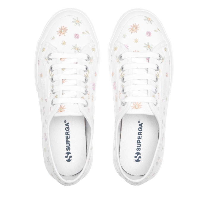 Superga 2750 Flowers Embroidery White-Multicolour Flowers