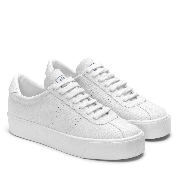 Superga 2854 Club 3 Snake Suede Total White-White
