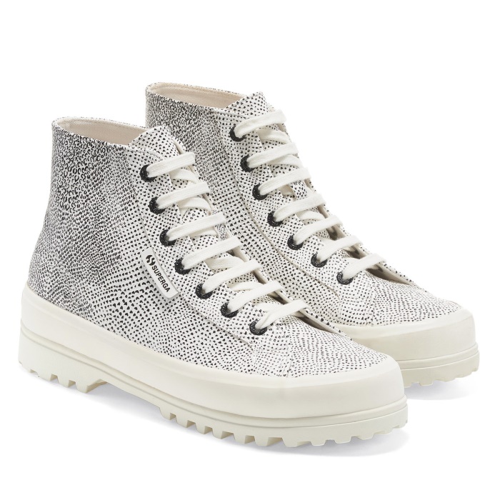 Superga 2341 Alpina Micro Faux Snake White Avorio Black Snake