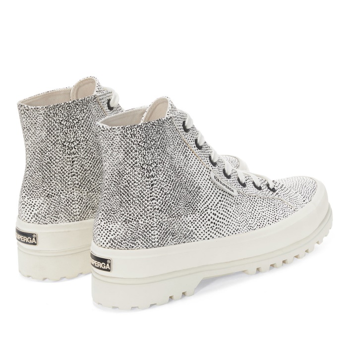 Superga 2341 Alpina Micro Faux Snake White Avorio Black Snake