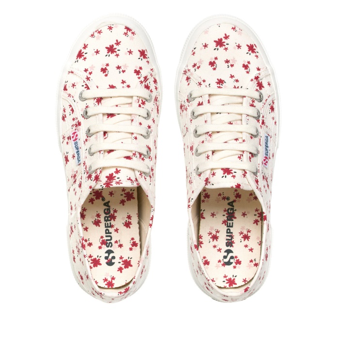 Superga 2750 Flower Print White Avorio-Red