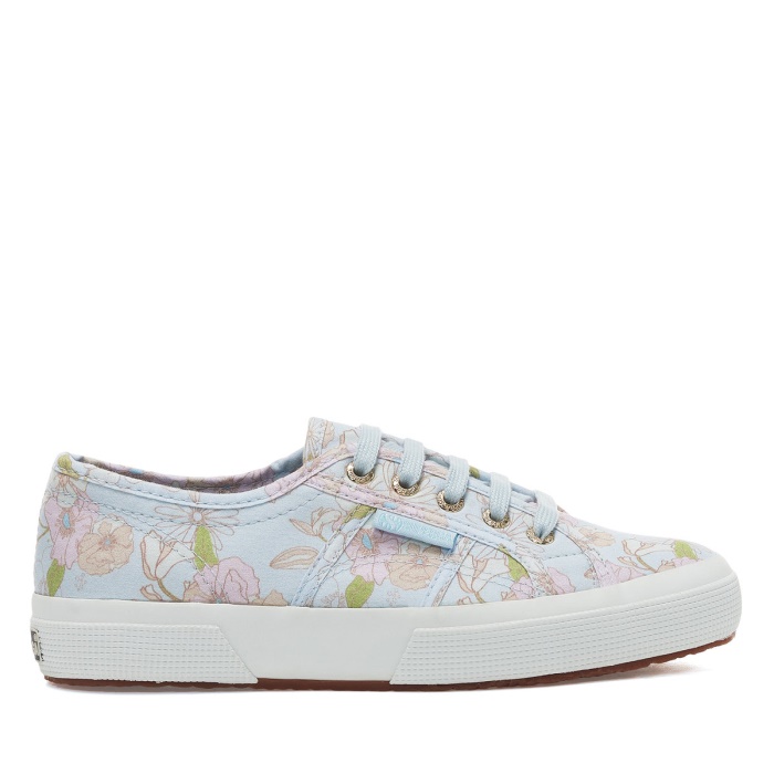 Superga 2750 Floral Print Lt Blue Pink Orange Flowers