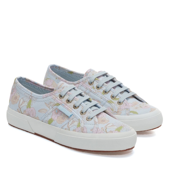 Superga 2750 Floral Print Lt Blue Pink Orange Flowers