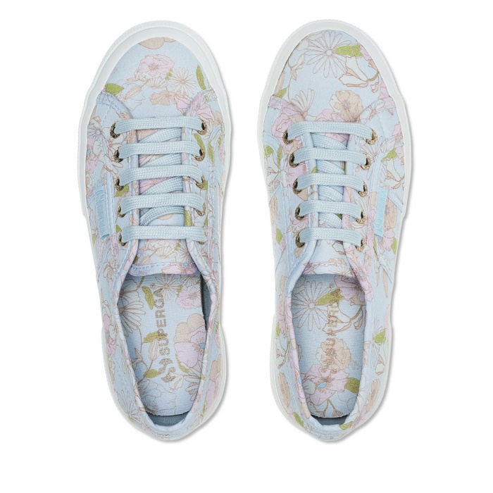 Superga 2750 Floral Print Lt Blue Pink Orange Flowers