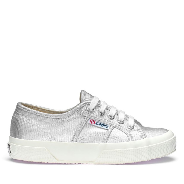 Superga 2750 Metallic Canvas Grey Silver Matt-F Avorio