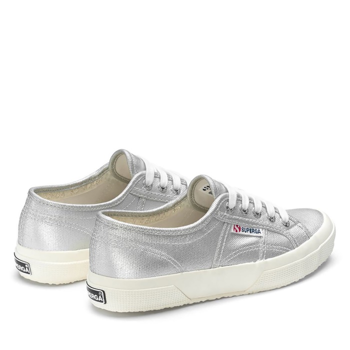 Superga 2750 Metallic Canvas Grey Silver Matt-F Avorio