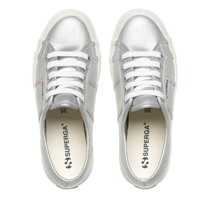 Superga 2750 Metallic Canvas Grey Silver Matt-F Avorio