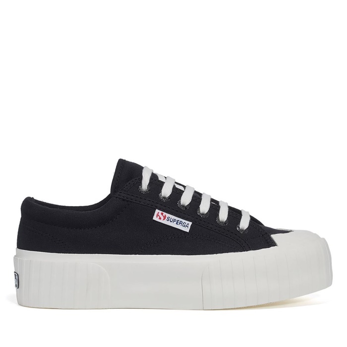 Superga 2631 Stripe Platform Black-White Avorio