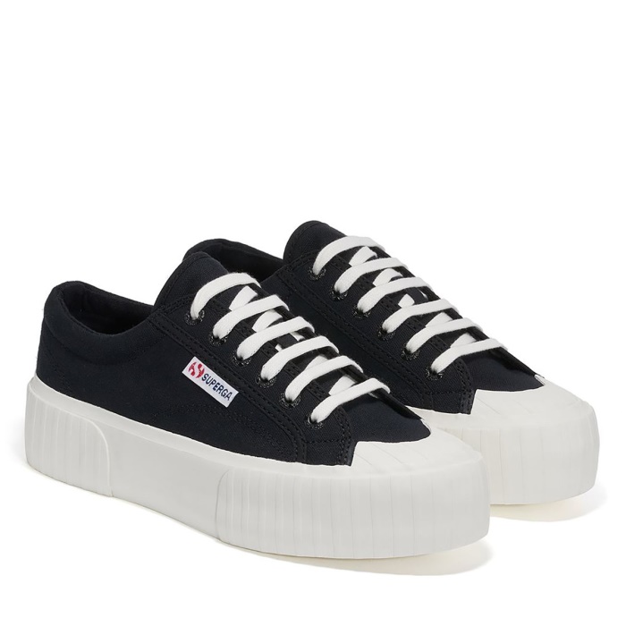 Superga 2631 Stripe Platform Black-White Avorio