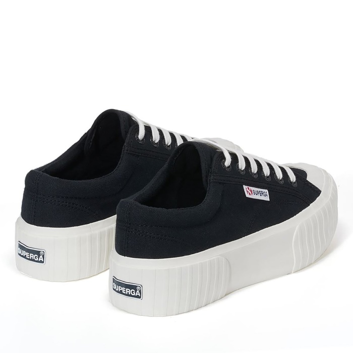 Superga 2631 Stripe Platform Black-White Avorio