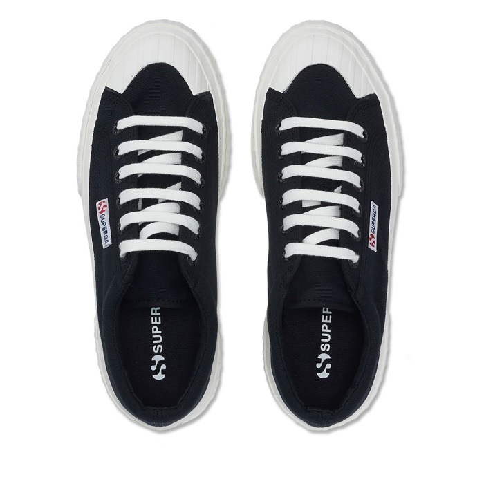 Superga 2631 Stripe Platform Black-White Avorio