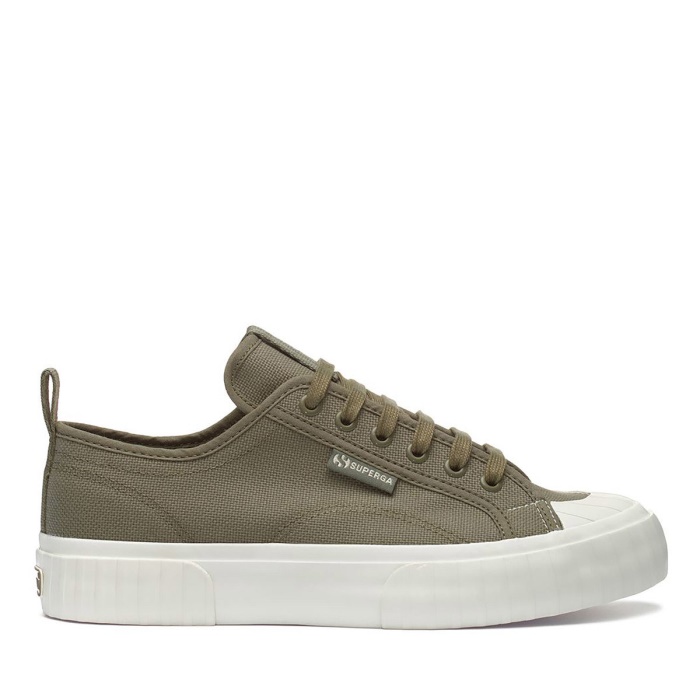 Superga 2630 Stripe Webbing Green Safari-F Avorio