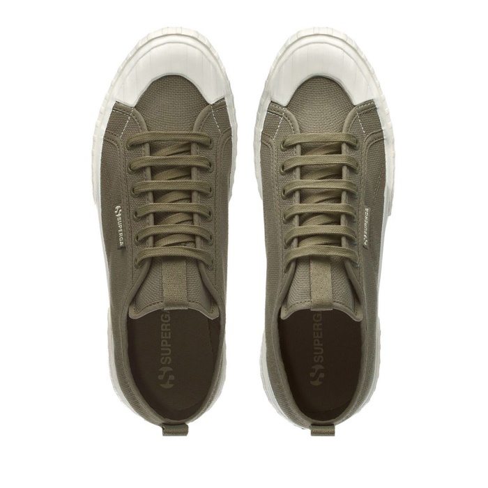 Superga 2630 Stripe Webbing Green Safari-F Avorio