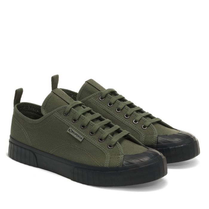 Superga 2630 Stripe Webbing Green Sherwood Black