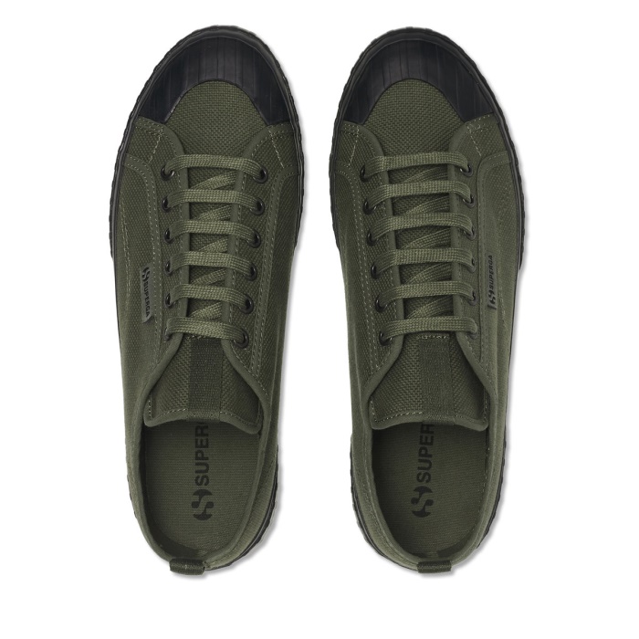Superga 2630 Stripe Webbing Green Sherwood Black