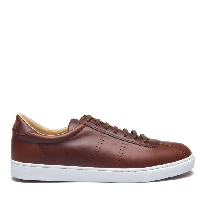 Superga 2843 Superga Sport Brushed Leather Cognac-White