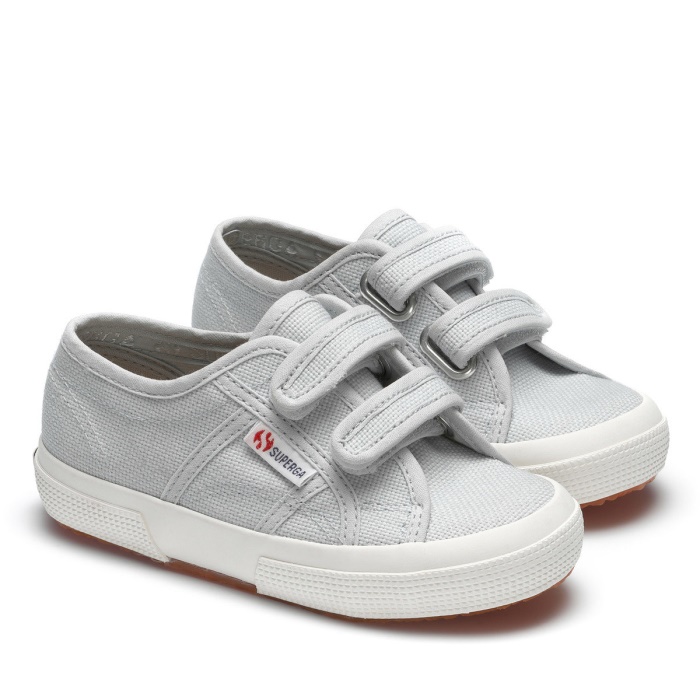 Superga 2750 Jstrap Classic Kids Grey Lilla-F Avorio