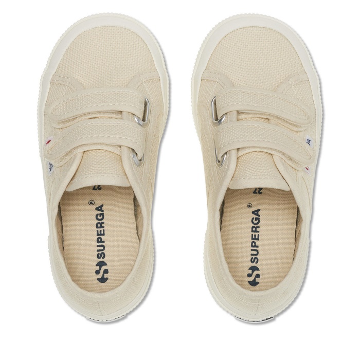 Superga 2750 Jstrap Classic Kids Beige Lt Eggshell - F Avorio
