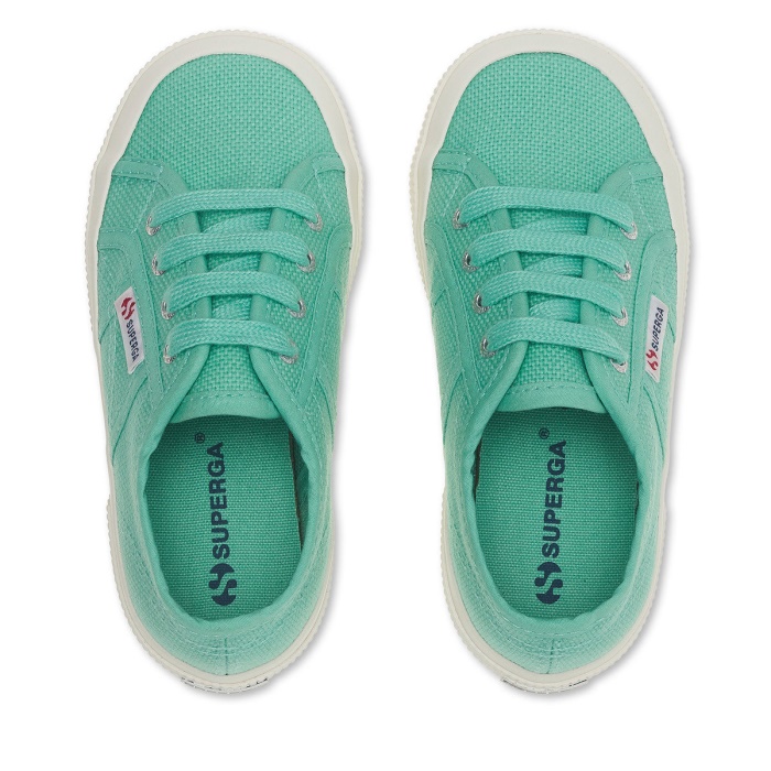 Superga 2750 Jcot Classic Kids Green Water-F Avorio