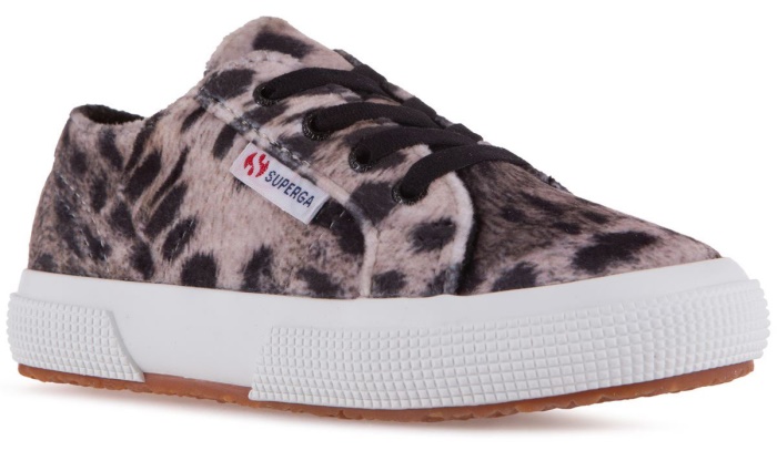 Superga 2750 Kids Print Velvet Grey Leopard