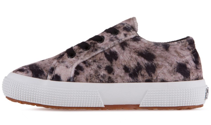 Superga 2750 Kids Print Velvet Grey Leopard
