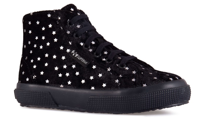 Superga 2795 Kids Velvet Stars Black-Silver Stars
