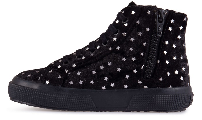 Superga 2795 Kids Velvet Stars Black-Silver Stars