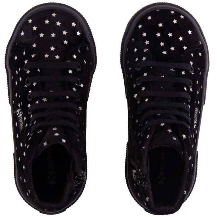 Superga 2795 Kids Velvet Stars Black-Silver Stars